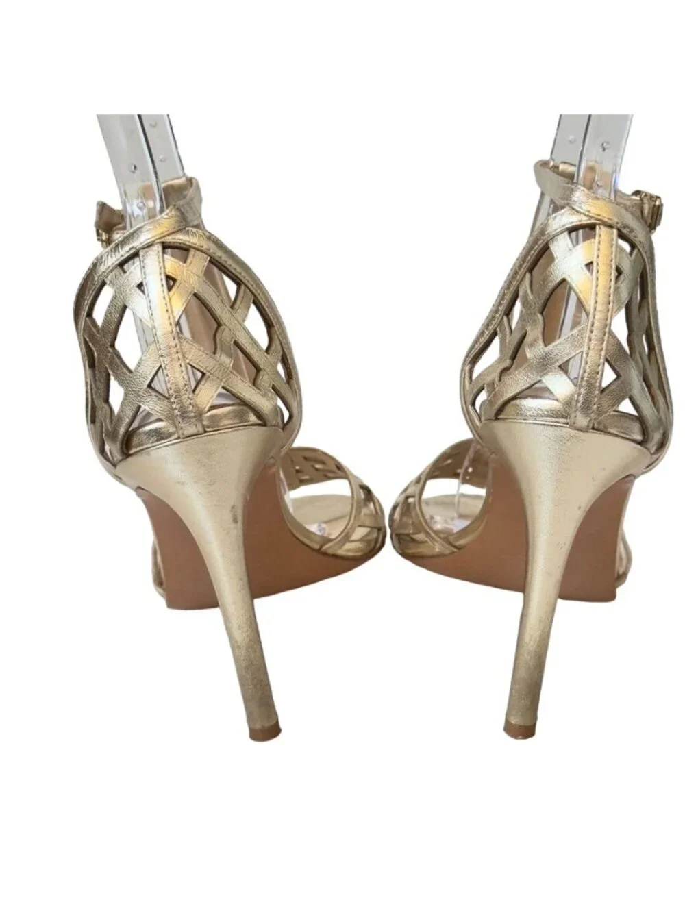 VIA SPIGA Women's Shoes Gold Leather Heels Stilettos Size 9.5M Eu 41
